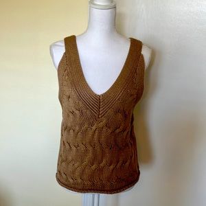 👚🤎Promesa Light Brown V Neck Soft Cable Knit Vest Size M